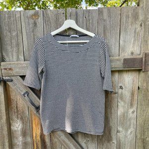 Black & White Checked Boat Neck top